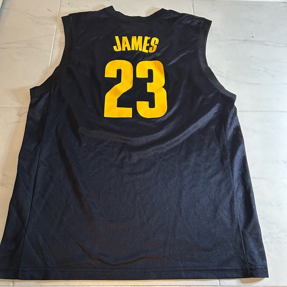 NBA LeBron James Black and Yellow mesh Basketball Jersey